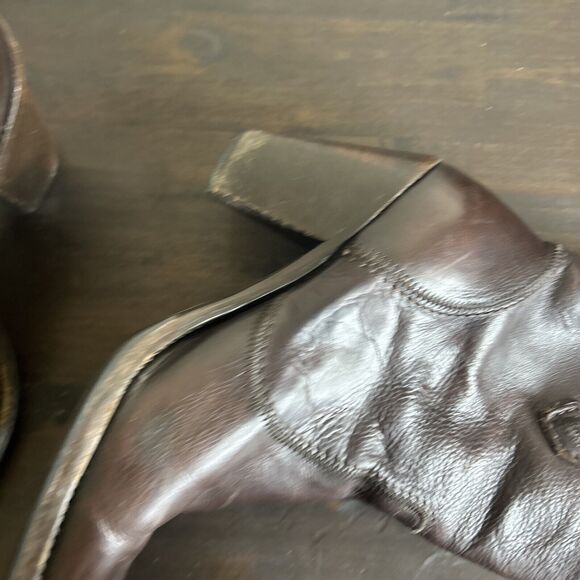 Frye Women Size 8B Boots Cowboy Western Pull On Shoes Heel Black Leather Jackie - Picture 15 of 16